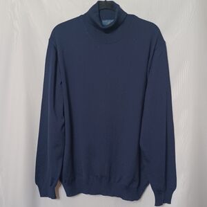 JOSEPH & LYMAN Men's Navy Blue Merino Wool Turtle Neck  Sweater. XL